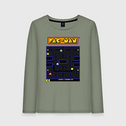 Лонгслив хлопковый женский Pac-Man на ZX-Spectrum, цвет: авокадо