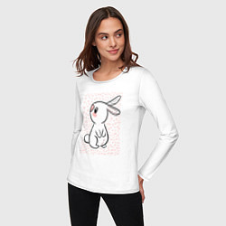 Лонгслив хлопковый женский Милый кролик и много сердечек, цвет: белый — фото 2
