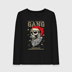 Лонгслив хлопковый женский We are bearded gang - Merry Christmas!, цвет: черный