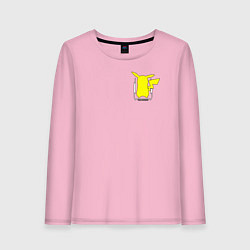 Лонгслив хлопковый женский Пикачу маленькое лого!, цвет: светло-розовый