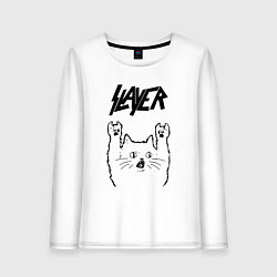 Лонгслив хлопковый женский Slayer - rock cat, цвет: белый