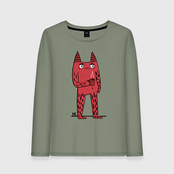 Лонгслив хлопковый женский Кот босс, цвет: авокадо