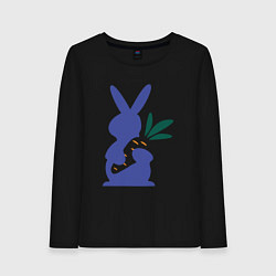 Лонгслив хлопковый женский Синий кролик, цвет: черный