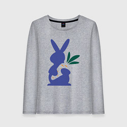 Лонгслив хлопковый женский Синий кролик, цвет: меланж