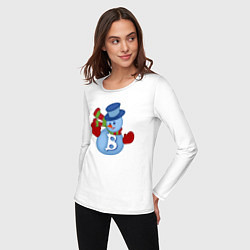 Лонгслив хлопковый женский Snowman BTC, цвет: белый — фото 2