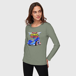 Лонгслив хлопковый женский Team Sonic racing - hedgehog, цвет: авокадо — фото 2