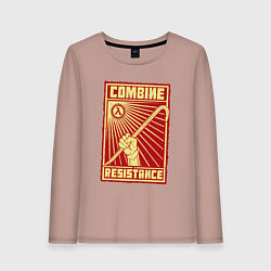 Лонгслив хлопковый женский Сопротивление комбайнам, цвет: пыльно-розовый