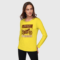 Лонгслив хлопковый женский Ретро мотоцикл гранж, цвет: желтый — фото 2