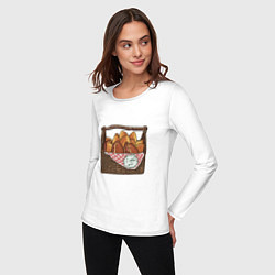 Лонгслив хлопковый женский Корзина с пирожками, цвет: белый — фото 2