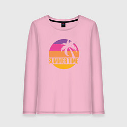 Лонгслив хлопковый женский Summer time California, цвет: светло-розовый