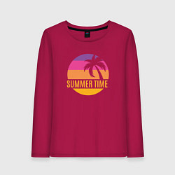 Лонгслив хлопковый женский Summer time California, цвет: маджента