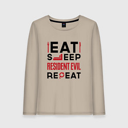 Женский лонгслив Надпись: eat sleep Resident Evil repeat