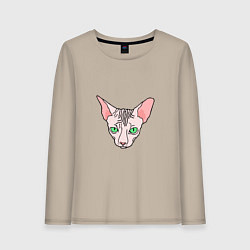 Лонгслив хлопковый женский Сфинкс - кот без шерсти, цвет: миндальный