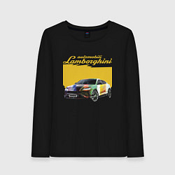 Лонгслив хлопковый женский Lamborghini Urus - Italy, цвет: черный
