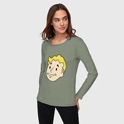 Лонгслив хлопковый женский Vault boy head, цвет: авокадо — фото 2