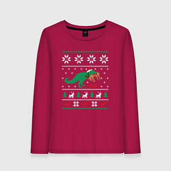 Женский лонгслив Новогодний тирекс - ugly sweater