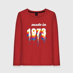 Лонгслив хлопковый женский Made in 1973 liquid art, цвет: красный