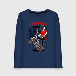 Женский лонгслив Велосипедист на фоне города