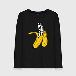 Лонгслив хлопковый женский Заводной банан, цвет: черный
