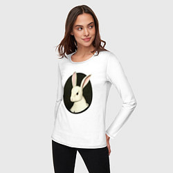 Лонгслив хлопковый женский Средневековый кролик, цвет: белый — фото 2