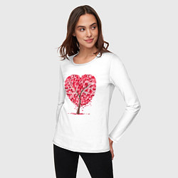 Лонгслив хлопковый женский Дерево в виде сердца, цвет: белый — фото 2
