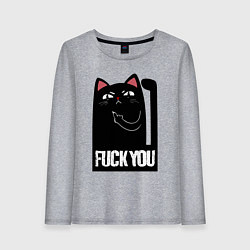 Женский лонгслив Black cat - fuck you