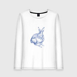 Лонгслив хлопковый женский Водяной кролик без фона, цвет: белый