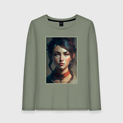 Женский лонгслив Девушка с темными волосами