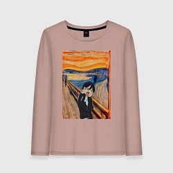 Лонгслив хлопковый женский Крик бездомный Бог, цвет: пыльно-розовый