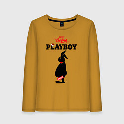Лонгслив хлопковый женский Толстяк playboy, цвет: горчичный