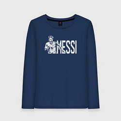 Лонгслив хлопковый женский Football Messi, цвет: тёмно-синий