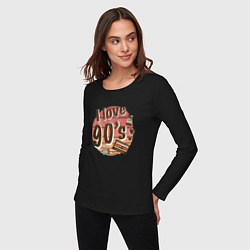 Лонгслив хлопковый женский I love 90-s, цвет: черный — фото 2