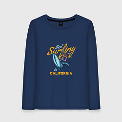 Лонгслив хлопковый женский Лучший серфинг в Калифорнии, цвет: тёмно-синий