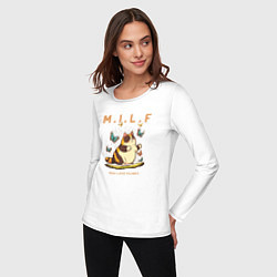 Лонгслив хлопковый женский Man I Love Felines, цвет: белый — фото 2