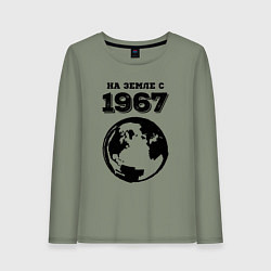 Лонгслив хлопковый женский На Земле с 1967 с краской на светлом, цвет: авокадо