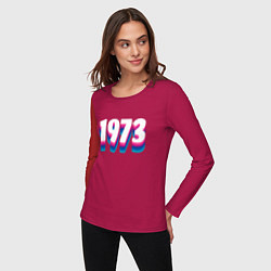 Лонгслив хлопковый женский Made in 1973 vintage art, цвет: маджента — фото 2