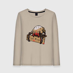 Лонгслив хлопковый женский Hugs from crab, цвет: миндальный