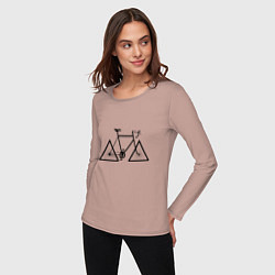 Лонгслив хлопковый женский Велосипед с треугольными колесами, цвет: пыльно-розовый — фото 2
