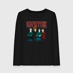 Лонгслив хлопковый женский Led Zeppelin винтаж, цвет: черный