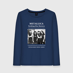 Лонгслив хлопковый женский Metallica рок группа, цвет: тёмно-синий