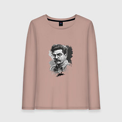 Лонгслив хлопковый женский Сталин в черно-белом исполнении, цвет: пыльно-розовый