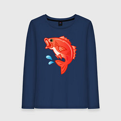 Лонгслив хлопковый женский Красный лещ морской, цвет: тёмно-синий