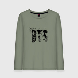 Лонгслив хлопковый женский BTS logo, цвет: авокадо