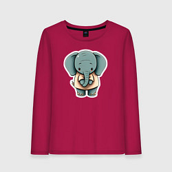Лонгслив хлопковый женский Слоник в футболке, цвет: маджента