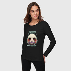 Лонгслив хлопковый женский Панда художник художники могут всю ночь, цвет: черный — фото 2