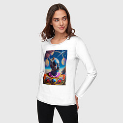 Лонгслив хлопковый женский Космический портрет Сальвадора Дали, цвет: белый — фото 2