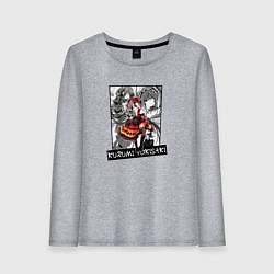 Лонгслив хлопковый женский Куруми Токисаки на фоне манги, цвет: меланж