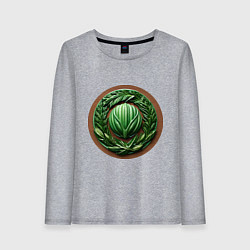 Лонгслив хлопковый женский Эмблема веганов, цвет: меланж