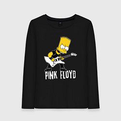 Лонгслив хлопковый женский Pink Floyd Барт Симпсон рокер, цвет: черный