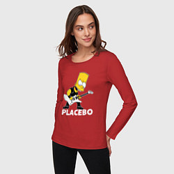 Лонгслив хлопковый женский Placebo Барт Симпсон рокер, цвет: красный — фото 2